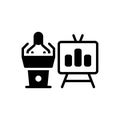 Black solid icon for Presentation, businessman and analysis