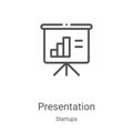 presentation icon vector from startups collection. Thin line presentation outline icon vector illustration. Linear symbol for use