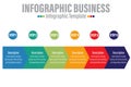 Presentation infographic template with 6 Steps or Six 6 options, vector infographics design and marketing icons can be used for Royalty Free Stock Photo