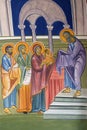 Presentation of Jesus at the Temple, fresco in the Church of Saint Paraskeva of the Balkans near Saint Naum Monastery, Ohrid Royalty Free Stock Photo