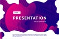 Presentation and landing page vector poster template. Abstract minimal background with smooth shape. Guilloche line.