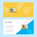 Presentation on laptop abstract corporate business banner template, horizontal advertising business banner