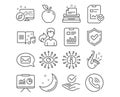 Presentation, Messenger and Jazz icons. Report checklist, Artificial intelligence and Typewriter signs. Vector