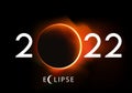 2022 greeting card with a background showing a total solar eclipse. Royalty Free Stock Photo