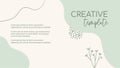 Presentation organic creative template. Natural floral green minimal background with organic shapes and text