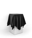 Presentation pedestal covered with a black cloth