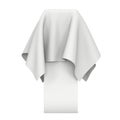 Presentation pedestal covered with a white cloth Royalty Free Stock Photo