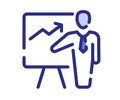 Presentation pitching meeting single isolated icon with dash or dashed line style