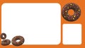 Presentation, plane table with 3D donuts and orange background