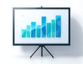 Presentation Screen Showing Business Bar Graph Chart on a Tripod Stand