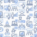Presentation seamless pattern with thin line icons