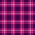 Presentation seamless textile pattern, kid tartan check background. Punk plaid texture vector fabric in pink and dark colors