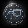 Presentation sign - line icon. Man standing with pointer near the flip chart. Blank empty billboard symbol Royalty Free Stock Photo