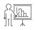 Presentation sign teacher icon man standing with pointer line vector illustration. Royalty Free Stock Photo