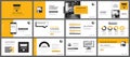 Presentation and slide layout background. Design yellow pastel leaves and flower template. Use for keynote, presentation, slide,