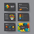 Presentation slides with infographic elements