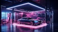 presentation of a stylish beautiful car in neon colors