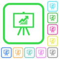 Presentation table with rising graph vivid colored flat icons