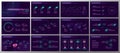 Presentation template. Gradient neon elements for slide presentations on a purple background. Royalty Free Stock Photo