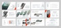 Presentation templates with red elements on a white background.