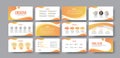 Presentation of white business template with yellow lines and orange abstract pattern, for annual report and analytics Royalty Free Stock Photo