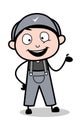 Presentator - Retro Repairman Cartoon Worker Vector Illustration Royalty Free Stock Photo