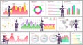 Presenters show statistical indicators and data on diagram. Colleagues giving presentation of report