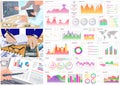Presenters show statistical indicators and data on diagram. Colleagues giving presentation of report