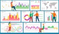 Presenters show statistical indicators and data on diagram. Colleagues giving presentation of report