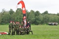 Presenting the Canadian skydive team Royalty Free Stock Photo