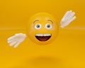 Presenting emoji on orange background, greeting emoticon