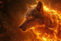 Presenting fiery wolf art in digital print, high quality, high resolution Royalty Free Stock Photo