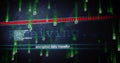 Presenting interface streaming green code in HUD showing red progress bar, blue Receiving label Royalty Free Stock Photo
