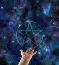 Presenting the Pentacle against starry night sky