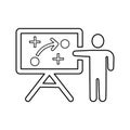 Presenting Tactics outline icon. Line art vector