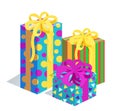 Presents Bows Santa Factory Vector Illustration