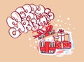 Presents bunny christmas card doodle style cute