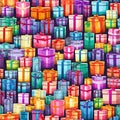 Presents and gift boxes (#3) 1x1 Single. Tileable seamless image. Generative AI (Real 300 DPI) Royalty Free Stock Photo