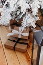 Gifts under Christmas Tree, Winter Holiday Concept Royalty Free Stock Photo