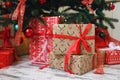 Presents and Gifts under Christmas Tree, Winter Holiday Concept Royalty Free Stock Photo