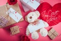 Presents for Valentines day on pink background Royalty Free Stock Photo