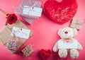 Presents for Valentines day on pink background Royalty Free Stock Photo