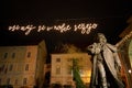 KRANJ, SLOVENIA - DECEMBER 13, 2017: Preseren statue in Kranj, Slovenia, Europe