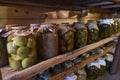 Preservation salting in large jars. Stocks for winter. Preservation of fruits and vegetables for the winter. Canned food in glass Royalty Free Stock Photo