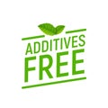 Preservative free logo icon stamp. Additives free icon green label sign