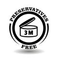 Preservatives free vector stamp with short expiring date icon. Period after opening sign for natural organic cosmetics packaging