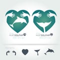 Preserve Dolphin with hand,hug and heart concept Royalty Free Stock Photo