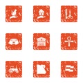 Preserve icons set, grunge style Royalty Free Stock Photo