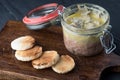 Preserved Foie gras in jar and sandwiches