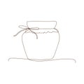 Preserved food, jar for jam, for honey, autumn and winter preservation. Simple line art glass canning jar